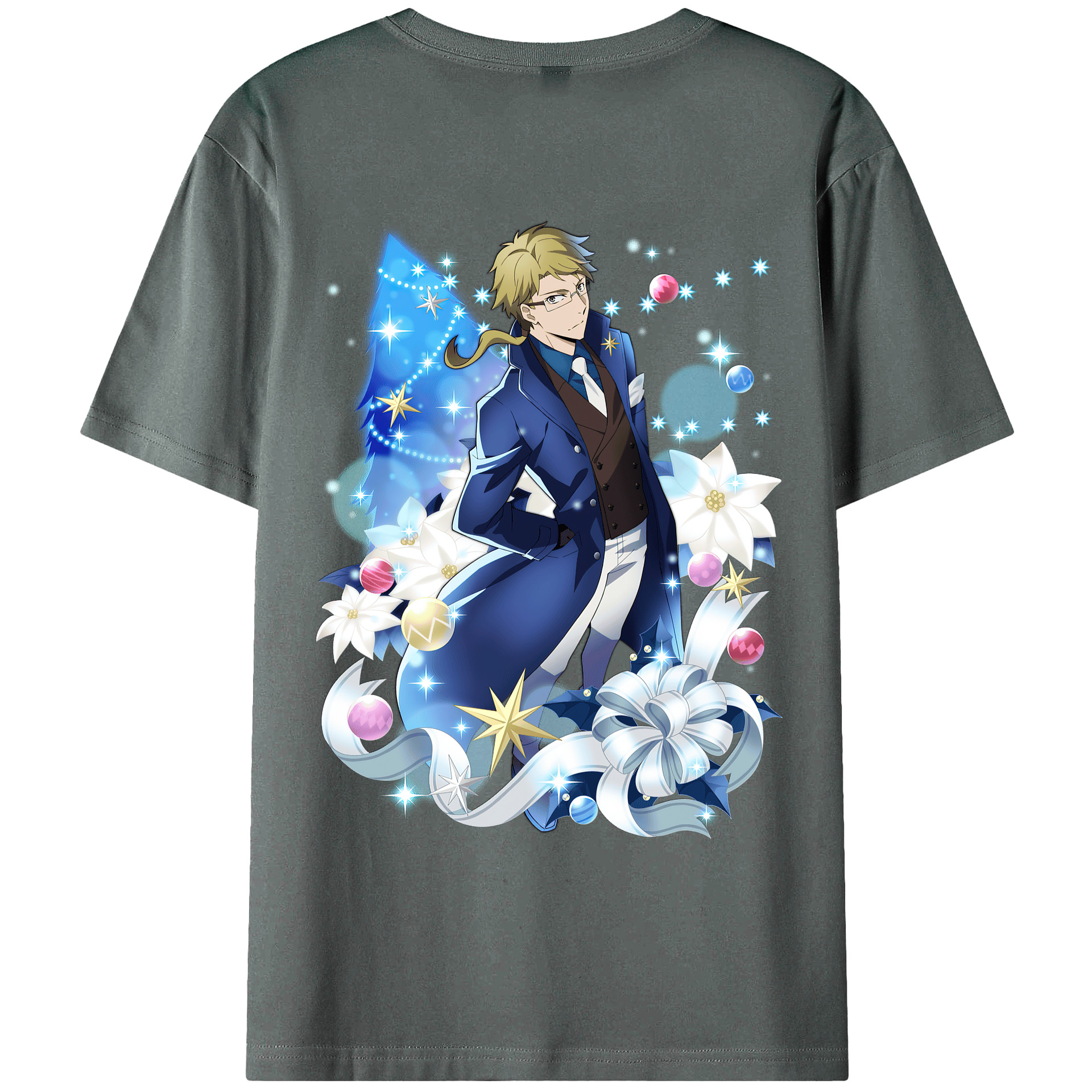（画像用） 文豪ストレイドッグス Bungo Stray Dogs 綿100％ メンズ半袖Tシャツ（バックプリント） 通気性
